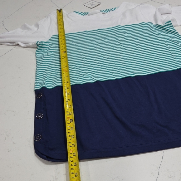 Rafaella Women's 3/4 Sleeves Blue and White Striped Blouse Sz L 100% Cotton New - Picture 9 of 10